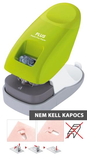 PLUS JAPAN MAXI ASZTALI KAPOCS NÉLKÜLI TÜZŐGÉP ÉS LYUKASZTÓ - ZÖLD
