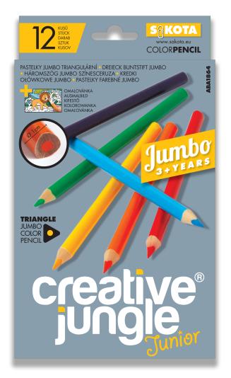 12 -ES CREATIVE JUNGLE <br /> GREY JUNIOR<br />JUMBO 3SZÖG  SZÍNESCERUZA
