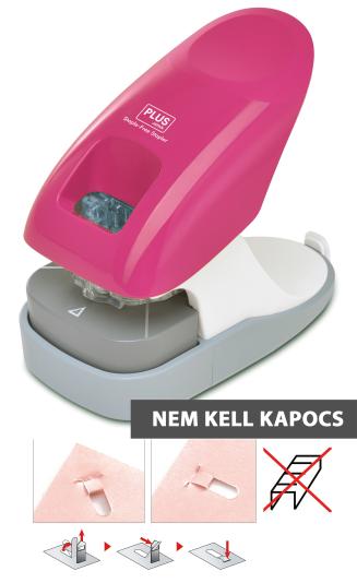 PLUS JAPAN MAXI ASZTALI KAPOCS NÉLKÜLI TÜZŐGÉP ÉS LYUKASZTÓ - RÓZSASZÍN
